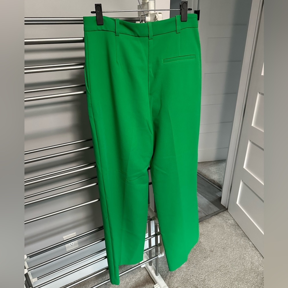 Bright Green Zara wide leg trousers